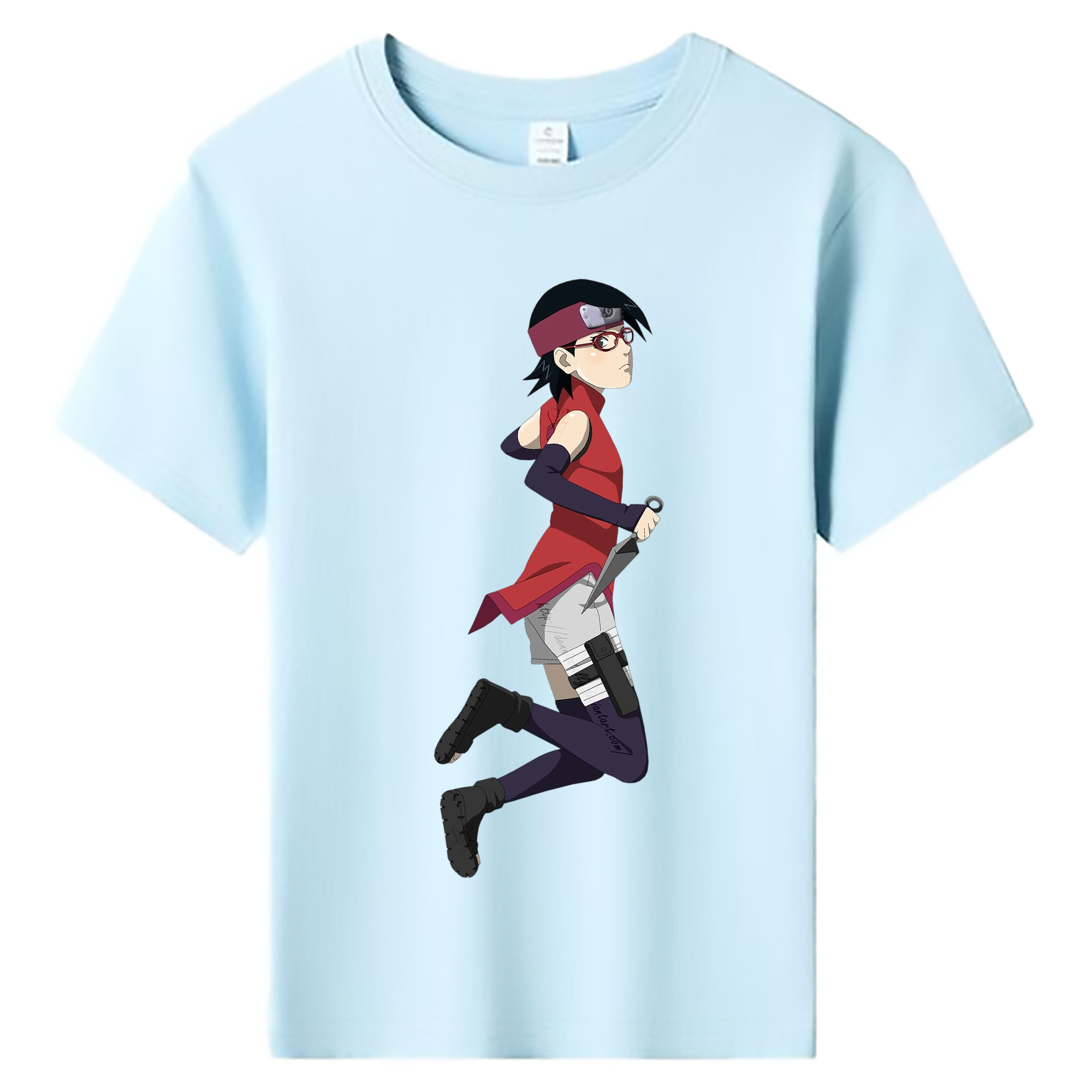 （画像用） NARUTO -ナルト- うちは サラダ Uchiha Sarada 綿100％キッズTシャツ（フロントプリント）